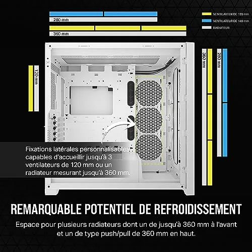 Boitier PC - CORSAIR - 5000D CORE AIRFLOW - ATX Moyen-tour - Panneau avant flux dair optimisé - Blanc - (CC-9011262-WW) - vue 6