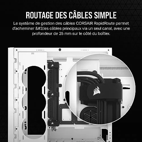 Boitier PC - CORSAIR - 5000D CORE AIRFLOW - ATX Moyen-tour - Panneau avant flux dair optimisé - Blanc - (CC-9011262-WW) - vue 7