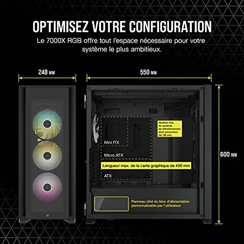 Boîtier PC - CORSAIR - CC-9011226-WW - 7000X - Noir - vue 5