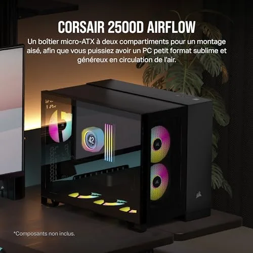 Boîtier PC - CORSAIR - CC-9011263-WW - 2500D AIRFLOW - Micro ATX - Dual Chamber - vue 2