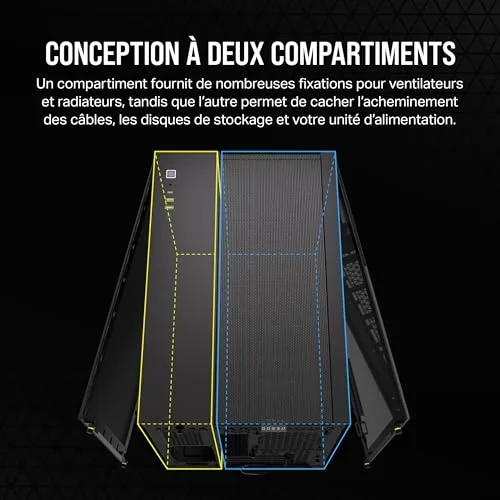 Boîtier PC - CORSAIR - CC-9011263-WW - 2500D AIRFLOW - Micro ATX - Dual Chamber - vue 3