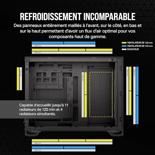Boîtier PC - CORSAIR - CC-9011263-WW - 2500D AIRFLOW - Micro ATX - Dual Chamber - vue 5