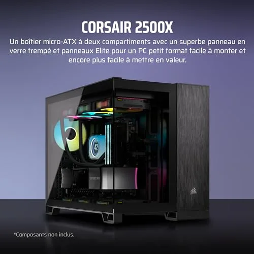Boîtier PC - CORSAIR - CC-9011287-WW - 2500X - mATX - PC Case - Black/Obsidian Aluminum - vue 2