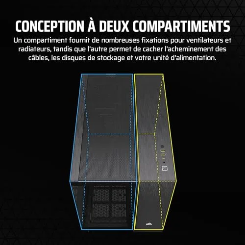 Boîtier PC - CORSAIR - CC-9011287-WW - 2500X - mATX - PC Case - Black/Obsidian Aluminum - vue 4