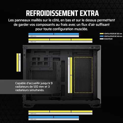 Boîtier PC - CORSAIR - CC-9011287-WW - 2500X - mATX - PC Case - Black/Obsidian Aluminum - vue 6