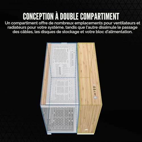 Boîtier PC - CORSAIR - CC-9011288-WW - 2500X - mATX - PC Case - White/Bamboo - vue 4