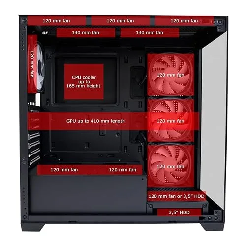 Boîtier PC Gamer ATX LC-Power 715B – Verre Trempé 4 Ventilateurs ARGB Installation Facile - vue 5