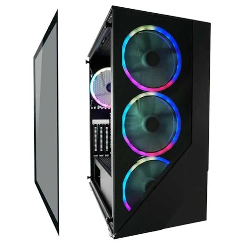 Boîtier PC Gamer - LC-POWER - Gaming 803B - 4 ventilateurs ARGB - Verre trempé - Compatible ATX - Connectique moderne - vue 4