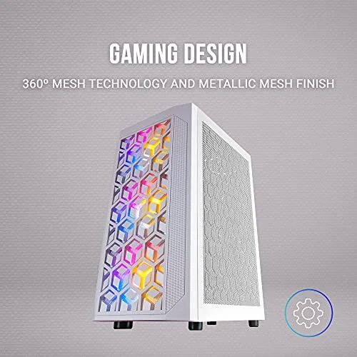 Boîtier PC Gaming - Mars Gaming - MCMESH Blanc - Micro ATX - Total Mesh Design - 3x Ventilateur FRGB - vue 2