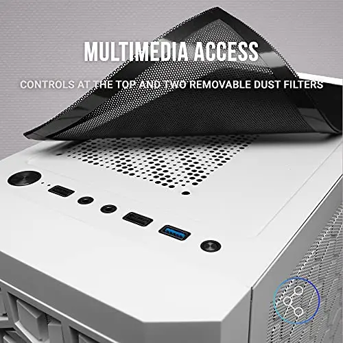 Boîtier PC Gaming - Mars Gaming - MCMESH Blanc - Micro ATX - Total Mesh Design - 3x Ventilateur FRGB - vue 5