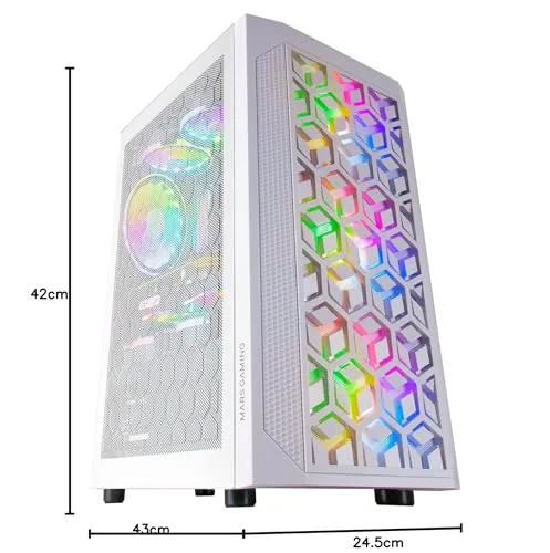 Boîtier PC Gaming - Mars Gaming - MCMESH Blanc - Micro ATX - Total Mesh Design - 3x Ventilateur FRGB - vue 7