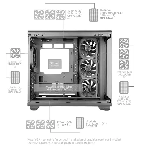 Boîtier PC - MARS GAMING - MC-REVMAX - Écran IPS 118 - 4 Ventilateurs PWM ARGB - HUB PWM+ARGB - vue 5