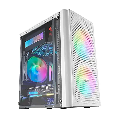 Mars Gaming MC300 Blanc Micro-ATX 3 Ventilateurs FRGB Verre Trempé