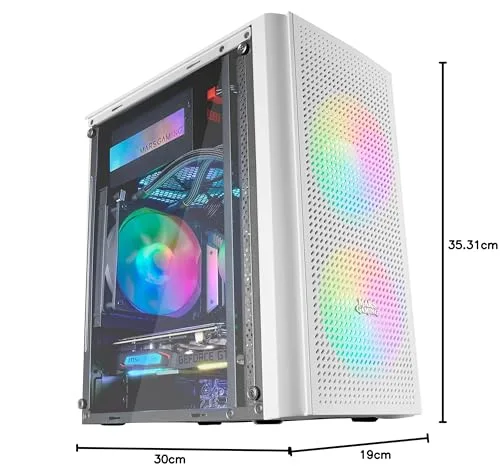 Boîtier PC Micro ATX - Mars Gaming - MC300 Blanc - Verre Trempé - 3 Ventilateurs FRGB - Total-Mesh - vue 7