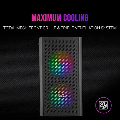 Boîtier PC Micro ATX - Mars Gaming - MC300 Noir - Verre Trempé - 3 Ventilateurs FRGB - Total-Mesh - vue 3