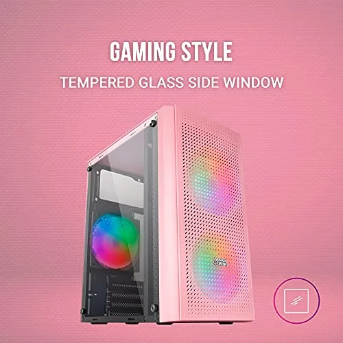 Boîtier PC Micro ATX - Mars Gaming - MC300 Rose - Verre Trempé - 3 Ventilateurs FRGB - Total-Mesh - vue 4