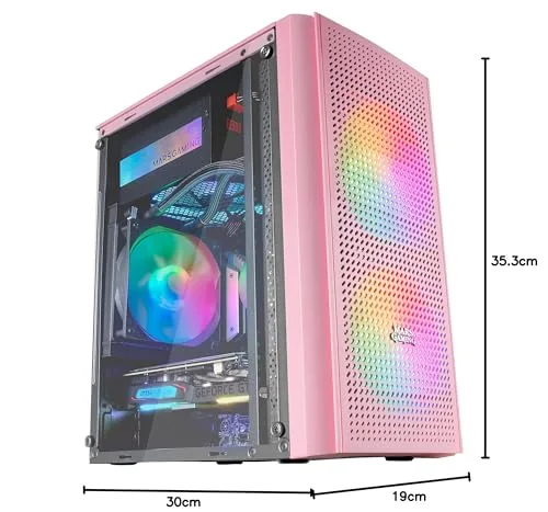 Boîtier PC Micro ATX - Mars Gaming - MC300 Rose - Verre Trempé - 3 Ventilateurs FRGB - Total-Mesh - vue 7