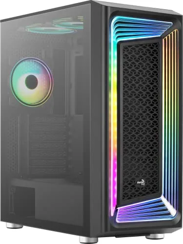 AeroCool Interstellar RGB ATX avec 5 ventilateurs 120mm et panneau vitré