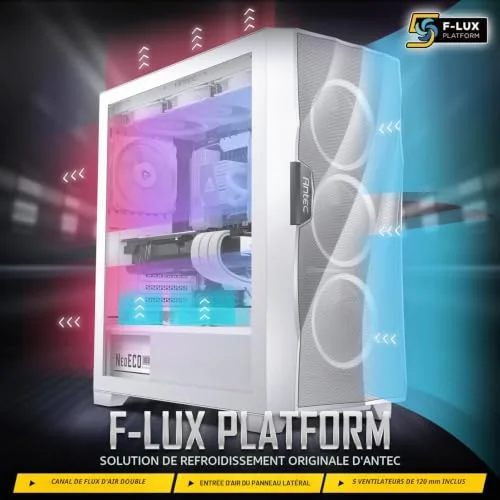 Boîtier PC Moyen Tour ATX - Antec - Dark Fleet DF700 - Panneau vitré - RGB - Blanc - vue 3