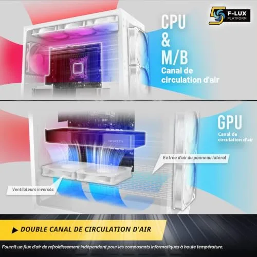 Boîtier PC Moyen Tour ATX - Antec - Dark Fleet DF700 - Panneau vitré - RGB - Blanc - vue 4