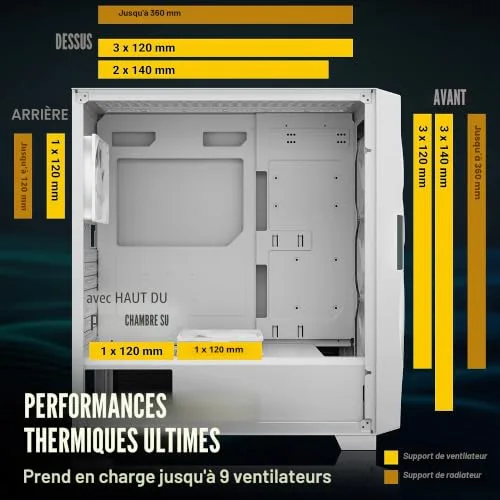 Boîtier PC Moyen Tour ATX - Antec - Dark Fleet DF700 - Panneau vitré - RGB - Blanc - vue 6