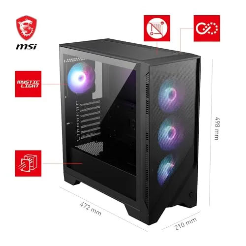 Boîtier PC - MSI - MAG Forge 321R - Moyen Tour - Ventilateurs ARGB - Compatible GPU RTX 40 - vue 3
