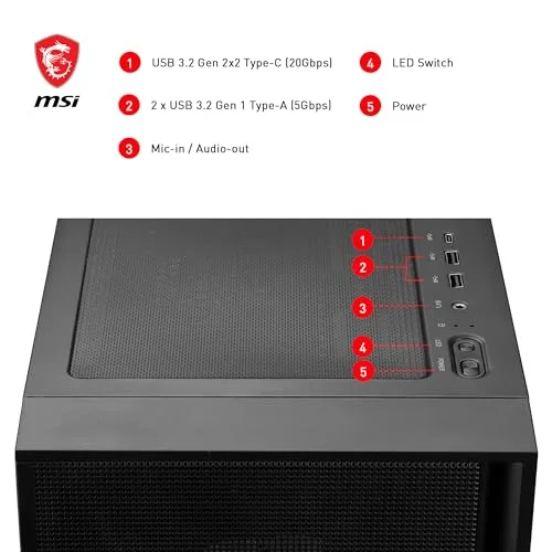 Boîtier PC - MSI - MAG Forge 321R - Moyen Tour - Ventilateurs ARGB - Compatible GPU RTX 40 - vue 4