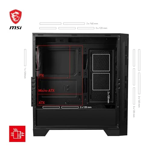 Boîtier PC - MSI - MAG Forge 321R - Moyen Tour - Ventilateurs ARGB - Compatible GPU RTX 40 - vue 5