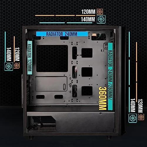 Boitier PC sans alimentation - BITFENIX Saber Mesh (Noir) - Moyen tour - Format ATX - vue 3