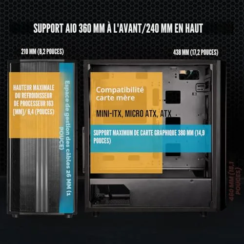Boitier PC sans alimentation - BITFENIX Saber Mesh (Noir) - Moyen tour - Format ATX - vue 4