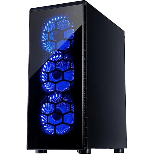 Boîtier PC Tour Inter-Tech CXC2 ATX - 5 baies internes - Système de gestion de câble - LED bleu - vue 3