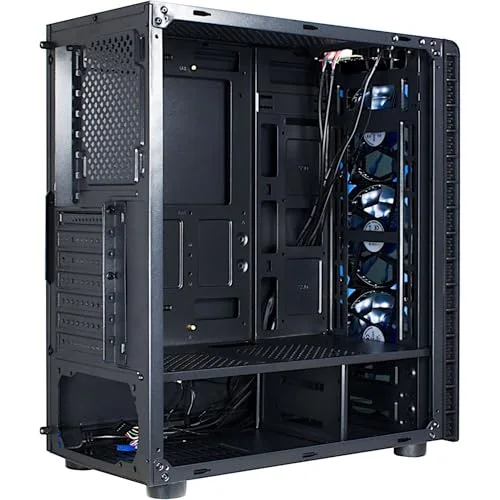 Boîtier PC Tour Inter-Tech CXC2 ATX - 5 baies internes - Système de gestion de câble - LED bleu - vue 7