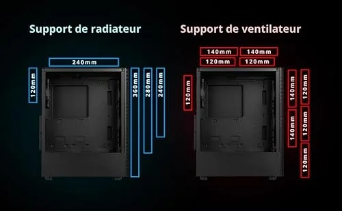 Boîtier PC XPG VALOR MESH Midi Tower noir - 4 ventilateurs panneau mesh magnétique - vue 5