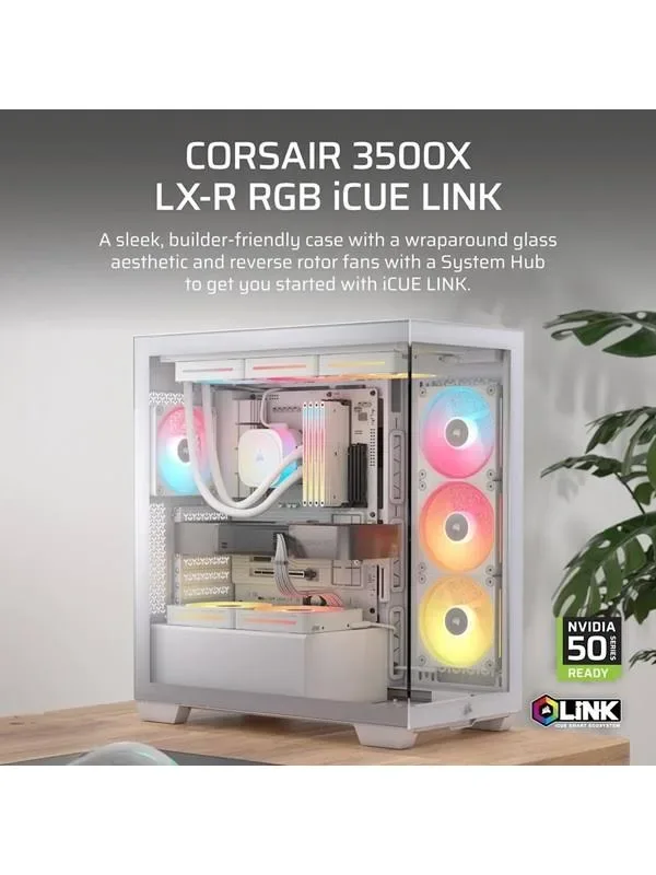 Corsair 3500X LX-R ATX RGB White - vue 2