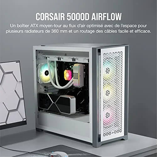 Corsair 5000D Airflow ATX White - vue 3