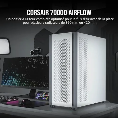 CORSAIR Boîtier PC 7000D AIRFLOW Verre Trempé - Blanc (CC-9011219-WW) - vue 2