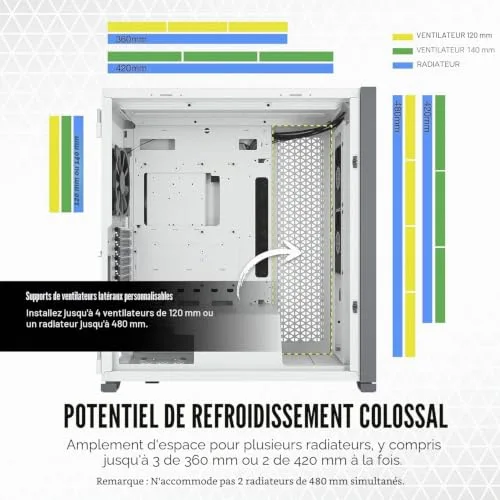 CORSAIR Boîtier PC 7000D AIRFLOW Verre Trempé - Blanc (CC-9011219-WW) - vue 4