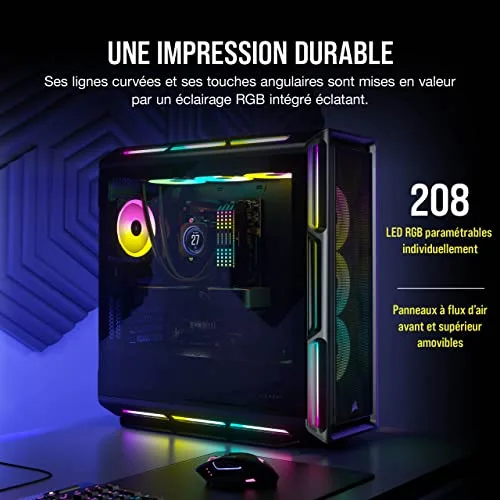 CORSAIR Boîtier PC iCUE 5000T RGB ATX moyen-tour - Noir (CC-9011230-WW) - vue 3