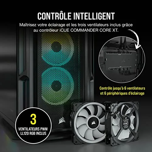 CORSAIR Boîtier PC iCUE 5000T RGB ATX moyen-tour - Noir (CC-9011230-WW) - vue 4