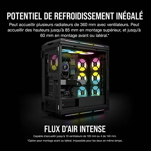 CORSAIR Boîtier PC iCUE 5000T RGB ATX moyen-tour - Noir (CC-9011230-WW) - vue 5