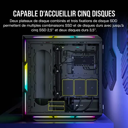 CORSAIR Boîtier PC iCUE 5000T RGB ATX moyen-tour - Noir (CC-9011230-WW) - vue 6