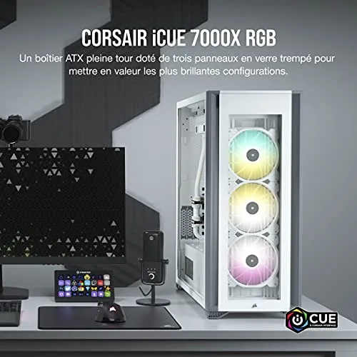 CORSAIR Boîtier PC iCUE 7000X RGB Verre Trempé - Blanc (CC-9011227-WW) - vue 2