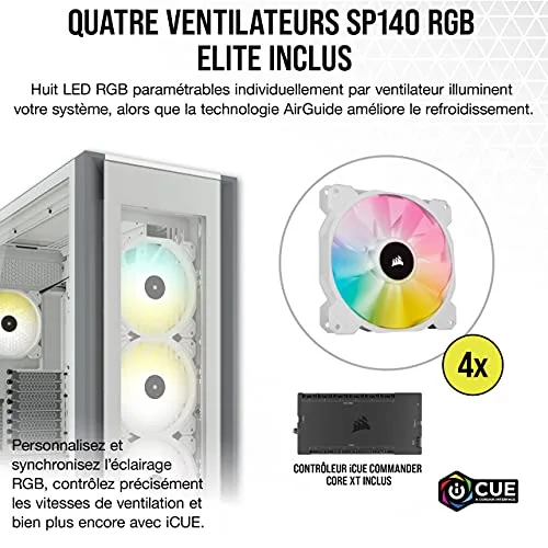 CORSAIR Boîtier PC iCUE 7000X RGB Verre Trempé - Blanc (CC-9011227-WW) - vue 3