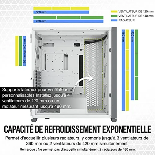 CORSAIR Boîtier PC iCUE 7000X RGB Verre Trempé - Blanc (CC-9011227-WW) - vue 4