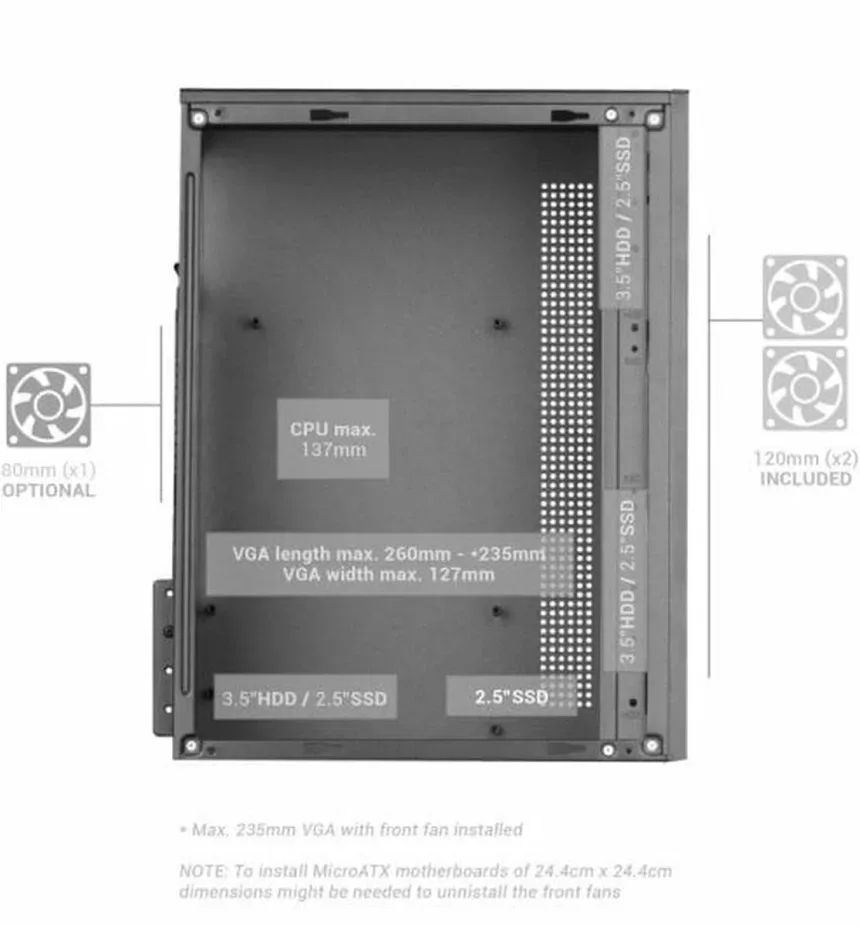 Mars Gaming MC-CORE FRGB mATX RGB - vue 4
