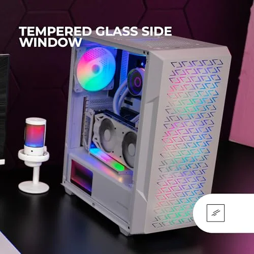 Mars Gaming MC-GEO ATX RGB White - vue 3