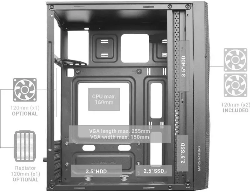 Mars Gaming MC-ME mATX RGB - vue 5