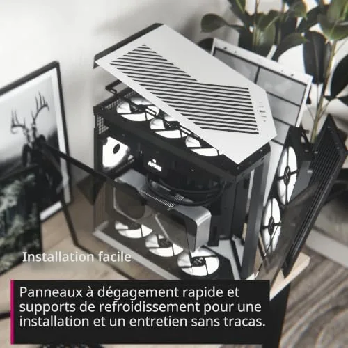 Pack composant Apnx Boîtier PC V1 format midi-tour ATX verre trempé noir/blanc - vue 6