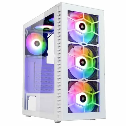 Tour midi Kolink Observatory HF Glass Boîtier PC blanc 2 ventilateurs LED pré-installés 4 ventilateurs LED pré-install - vue 2