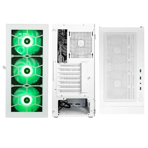 Tour midi Kolink Observatory HF Glass Boîtier PC blanc 2 ventilateurs LED pré-installés 4 ventilateurs LED pré-install - vue 3